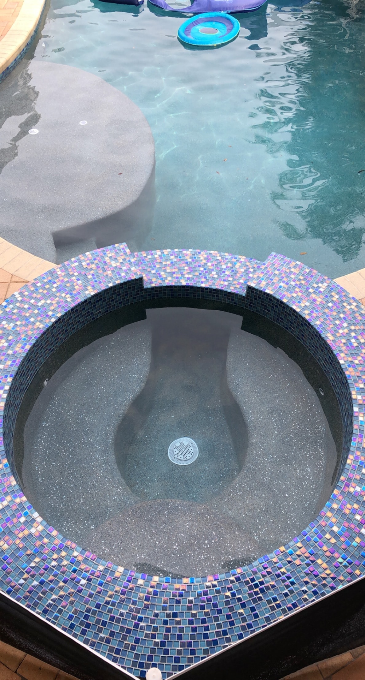 Spa Resurfacing with Iridescent Mosaic Tile — Tampa Bay Area